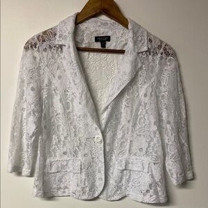 SPENSE White Lace Blazer Elegant Floral Design